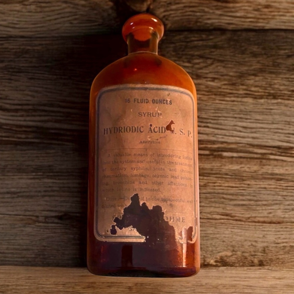 Antique 1900’s Apothicary Bottle Hydrodic Acid Bottle 16 Ounces‎